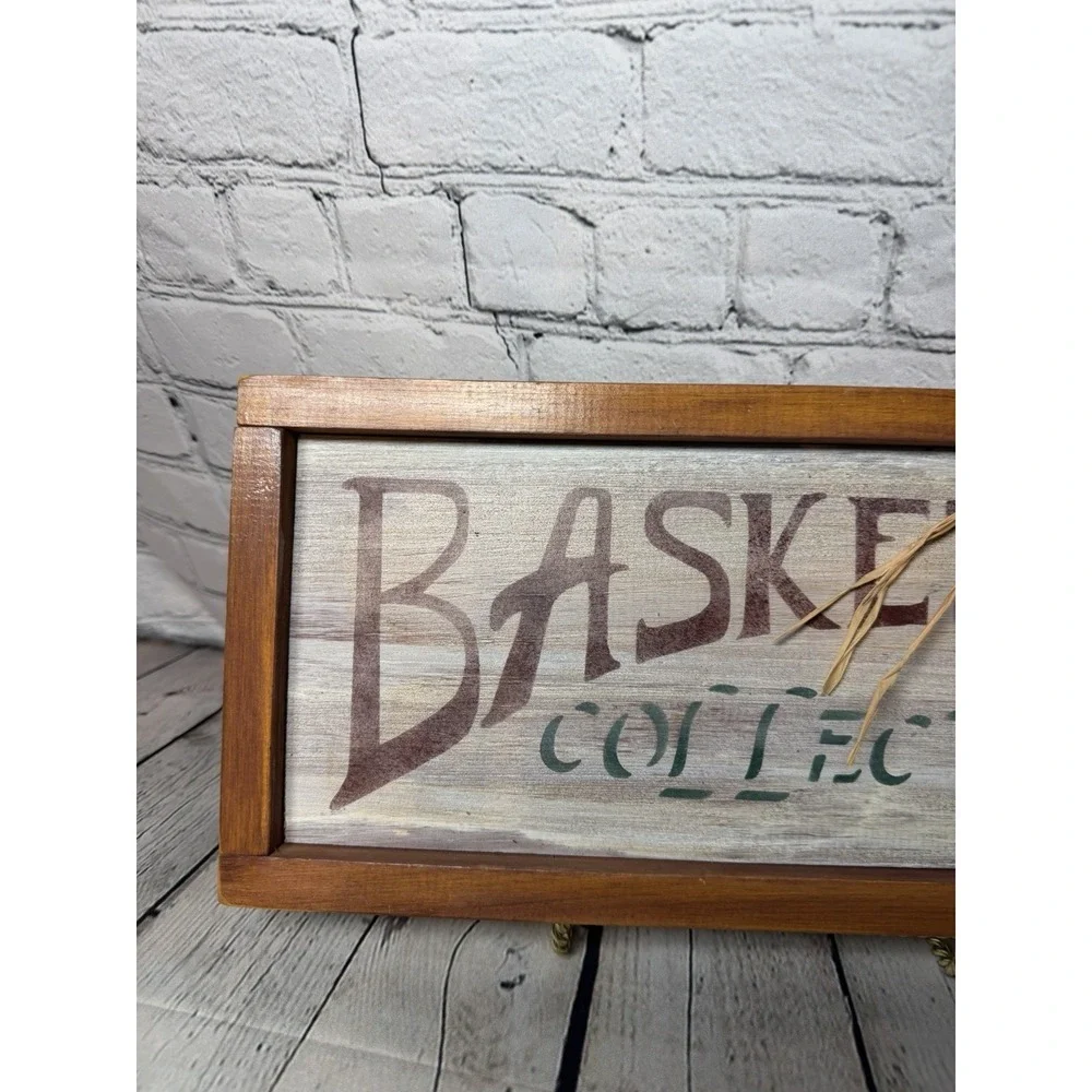 Basket Collector Vintage‎ Country Chunky Wood Frame Sign 14